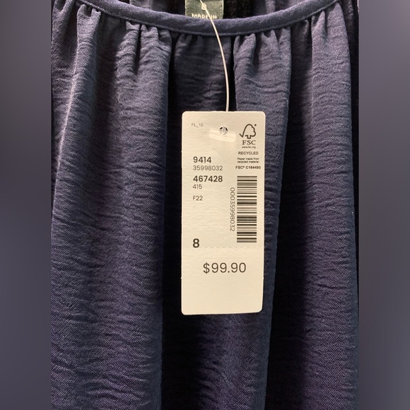 3/4 Length Navy Blue Sun Dress by Connected Apparel - Picture 3 of 4